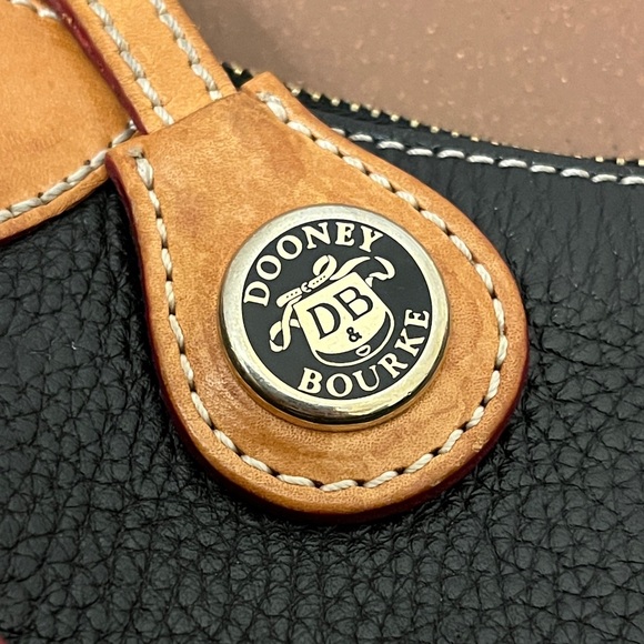 Dooney & Bourke Black and Brown Pebbled Leather Shoulder Bag Mini Hobo Classic - Picture 2 of 11